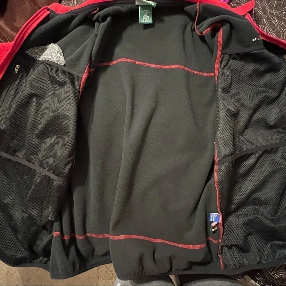 Men’s L.L. Bean Red Embroidered Fleece zip-up Jacket Polartec size large